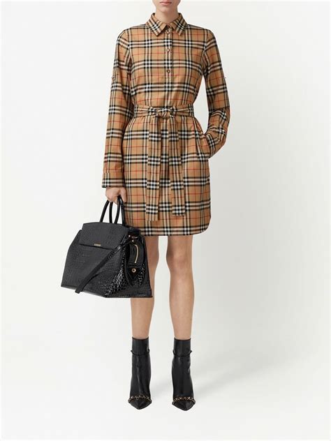 burberry vintage check cotton tie-waist shirt dress|Burberry Limited.